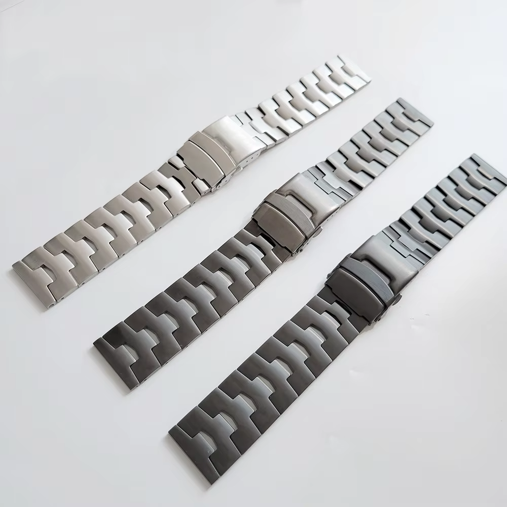 Bracelet de montre en titane solide pour hommes et femmes, 22mm, léger, argent, noir, accessoires de