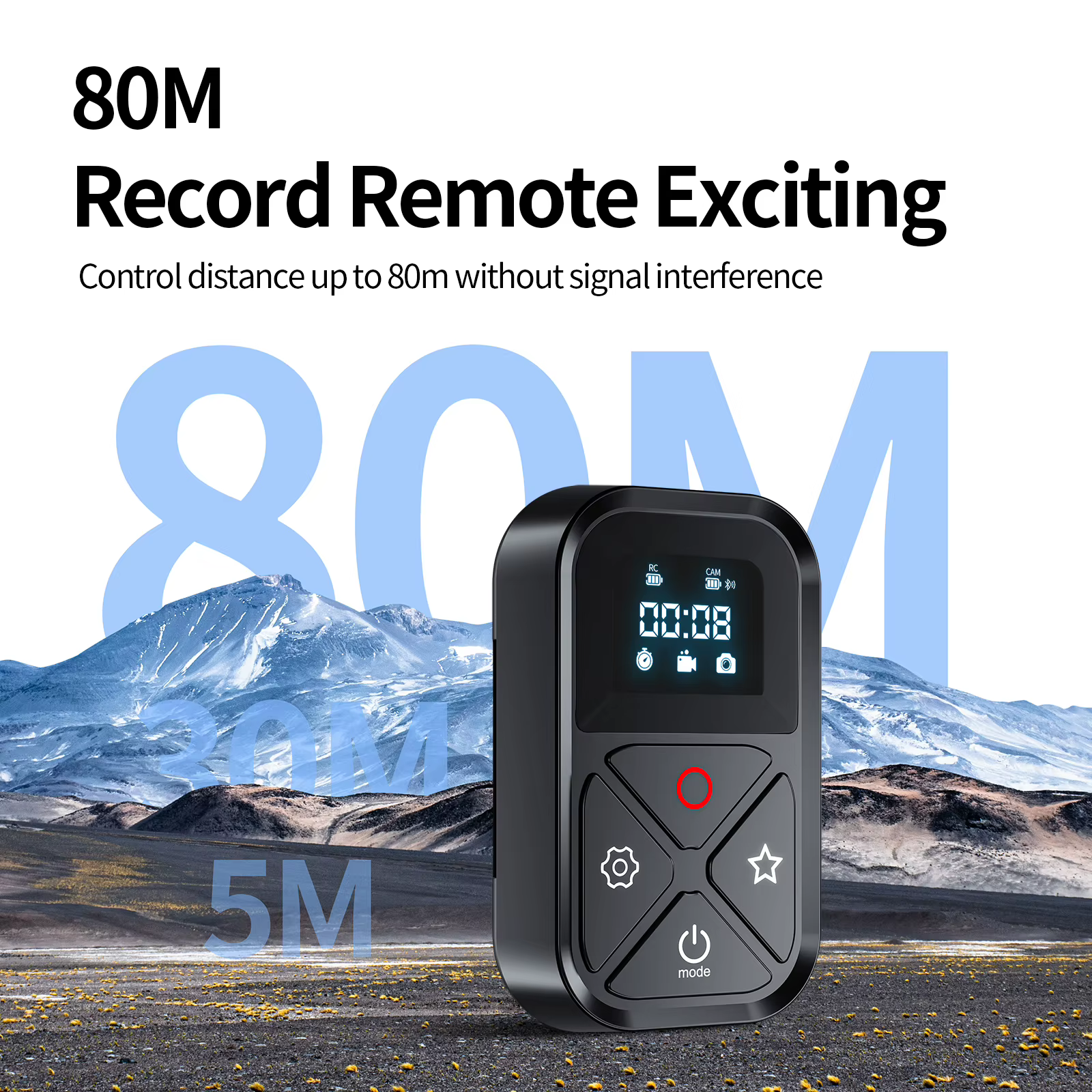 TELESIN-Télécommande Bluetooth 80M pour GoPro fore13 12 11 10 9 8 avec Touche de Raccourci, Affichag