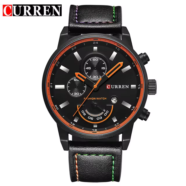 CURREN – montre-bracelet à Quartz en cuir véritable pour homme, marque de luxe, Sport, Business, à l