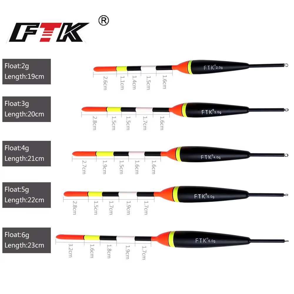 FTK Barguzinsky sapin clair sur le noir 5 pièces/lot flotteur de pêche longueur 19-23cm poids de flo