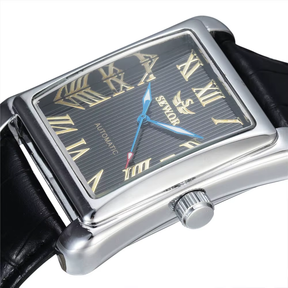 SEWOR-Montres Mécaniques Automatiques pour Homme, Rectangle localité, Classique, Top Marque, Luxe