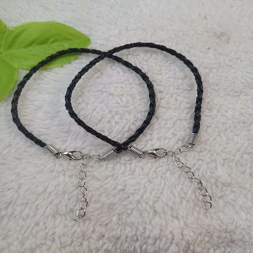 Bracelet tressé en cuir noir, 100 pièces/200 pièces, cordons complets, 190mm, livraison gratuite
