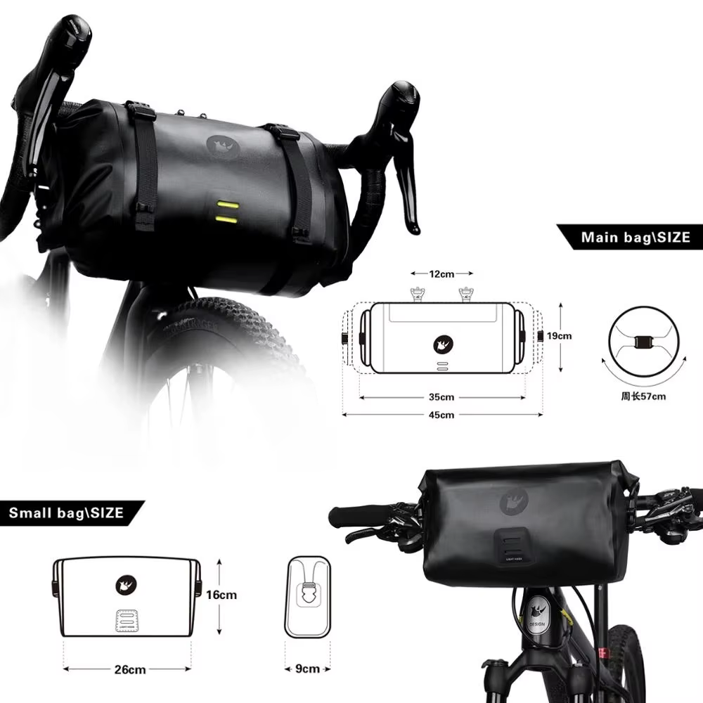 Rhinowalk – sac de guidon de vélo étanche, grande capacité 4L-12L, cadre, Tube avant, sac de cyclism
