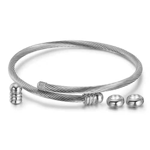 Bracelet de fil de câble élastique unisexe, vis de Bracelet en acier inoxydable avec bouchon d'extré