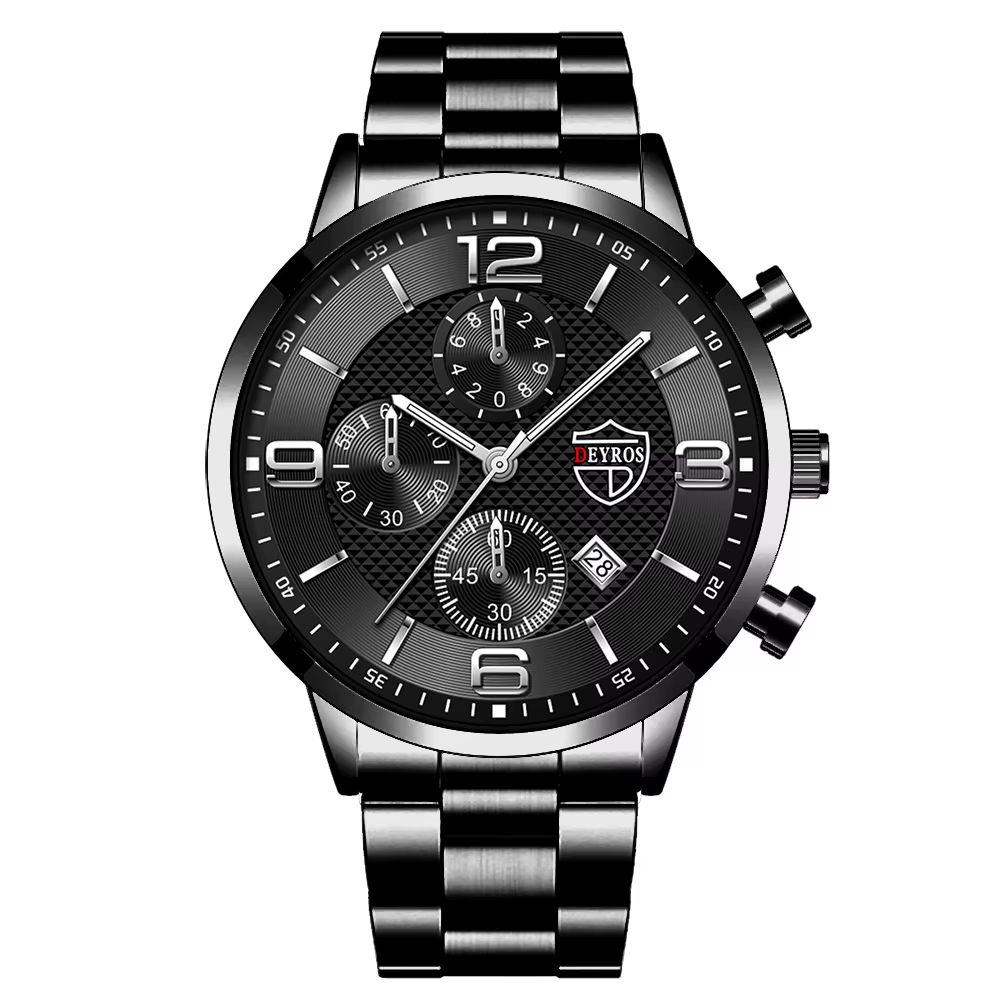 Montre-bracelet à quartz en acier inoxydable pour homme, montre d'affaires de luxe, calendrier en cu