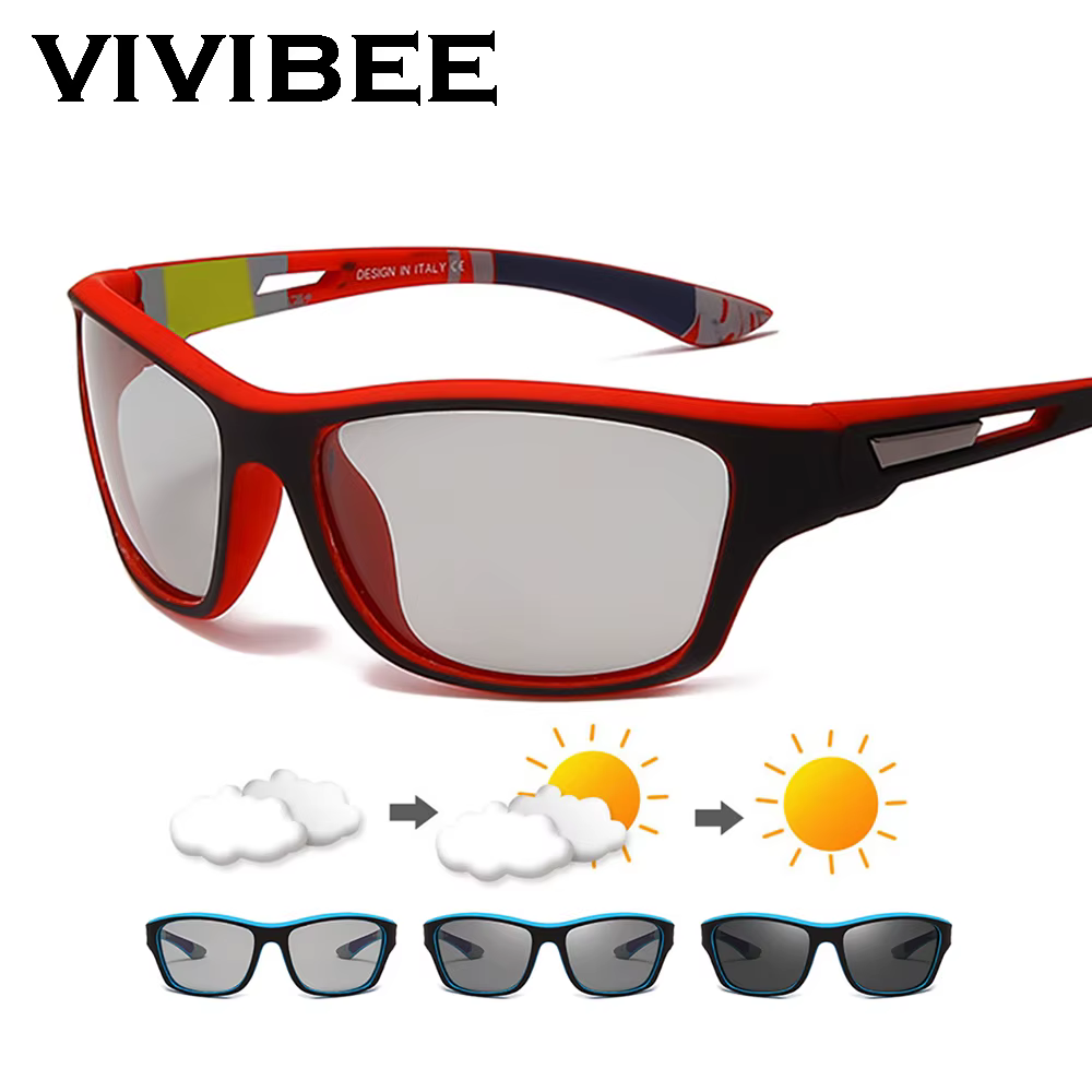 Lunettes de soleil photochromiques de cyclisme pour hommes et femmes, polarisées, à couleur changean