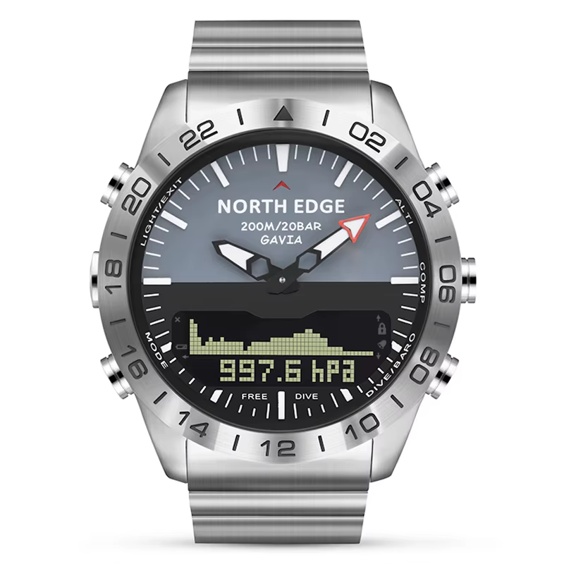 NORTH EDGE – montre de plongée pour hommes, militaire de luxe, entièrement en acier, boussole, altim