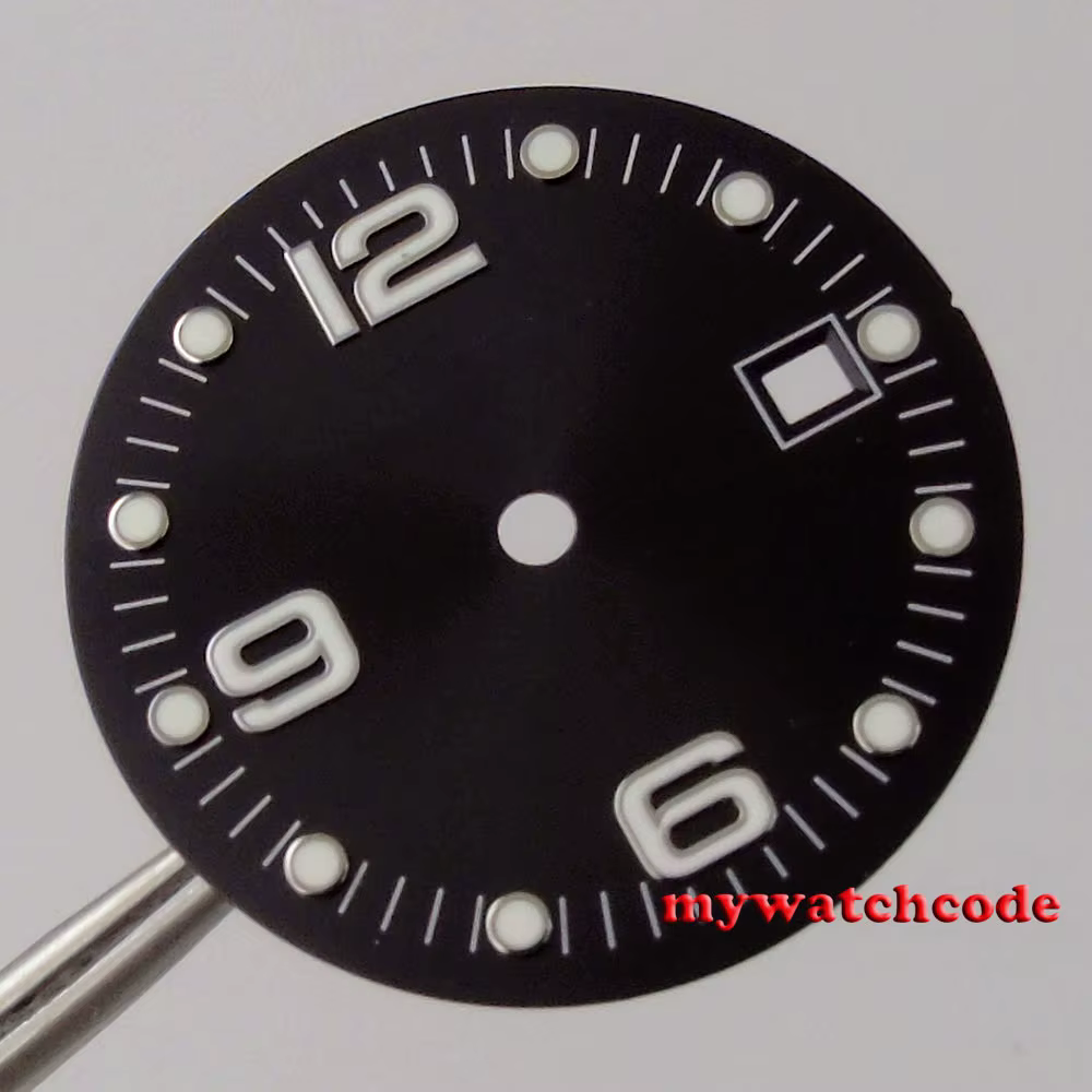 Cadran de montre gris/blanc/bleu/vert/noir, 31.5mm, fenêtre de date adaptée à ETA 2824 2836, montre
