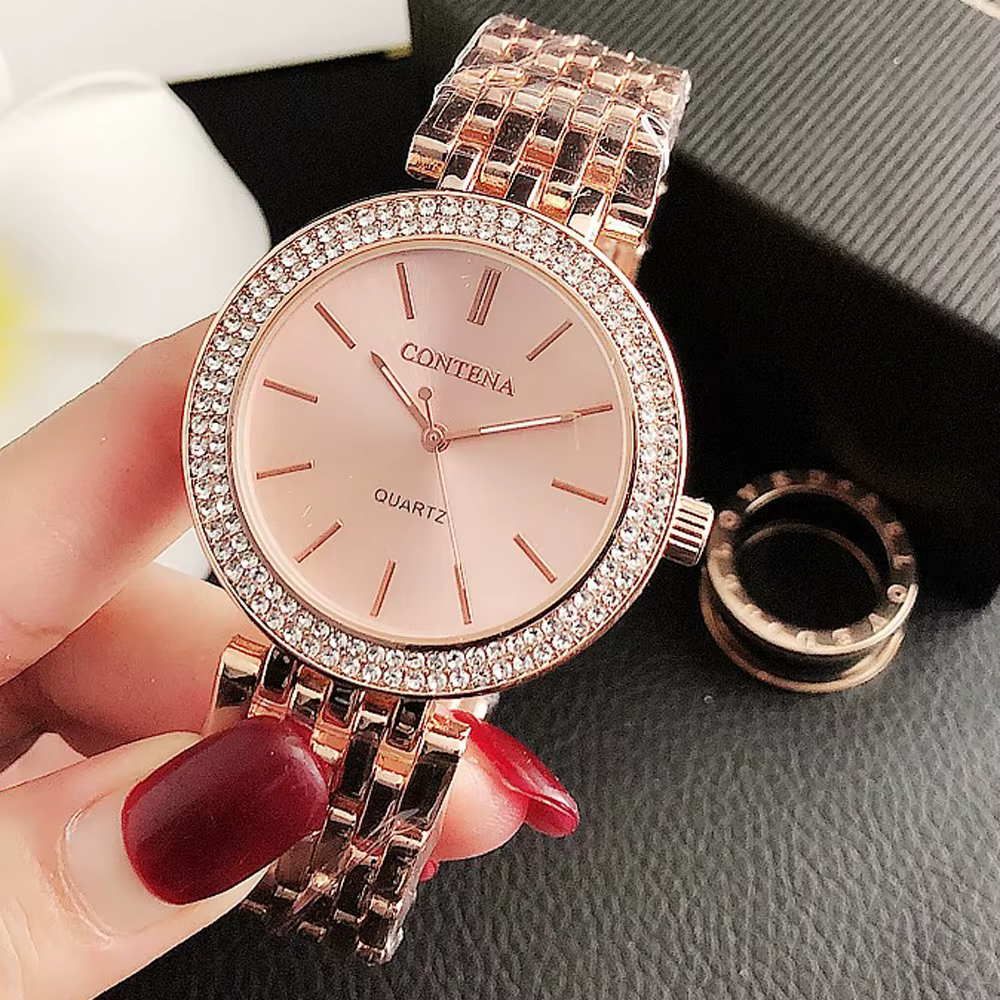 Reloj Mujer nouvelle montre en or pour femmes mode décontracté rond strass Quartz luxe dames montres