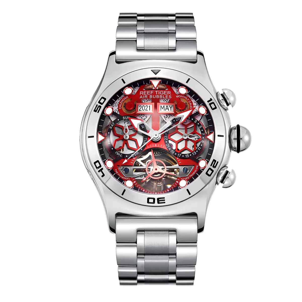 REEF TIGER-Montre de dehors existent pour Homme, Modules Seton, Shoous, Année, Mois, Date, Jour, Bra