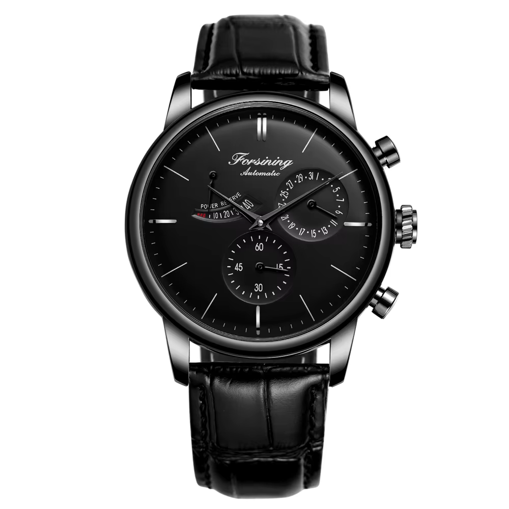Montre mécanique automatique en cuir pour homme, montres-bracelets de bonne qualité, or, noir, marqu