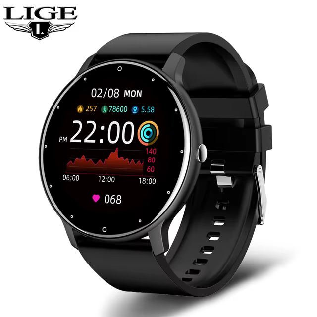 LIGE 2025 nouvelle montre intelligente hommes plein écran tactile Sport Fitness montre IP67 étanche 