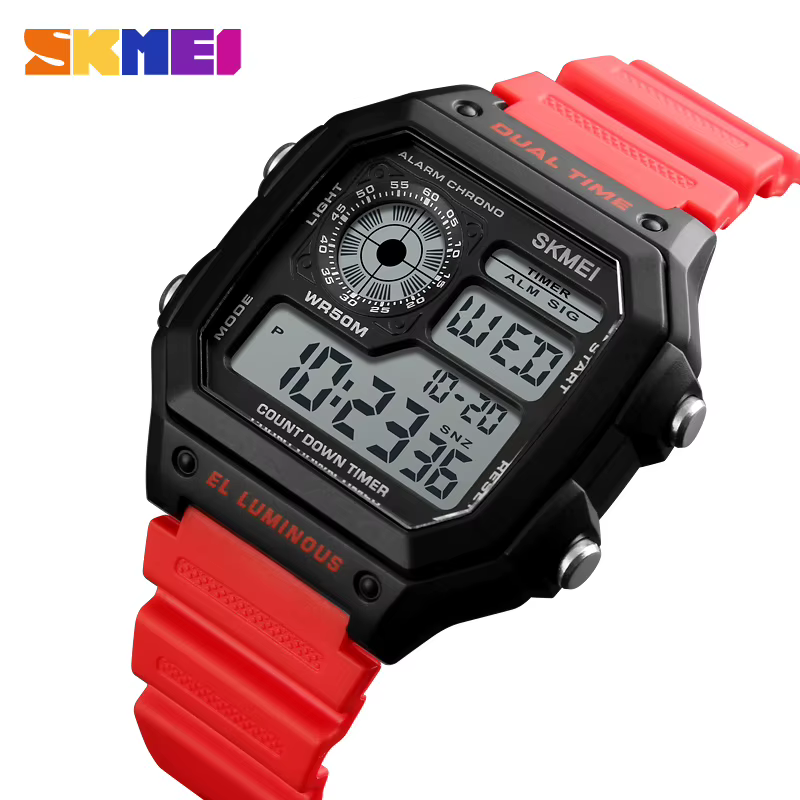 SKMEI-Montres-bracelets numériques étanches pour hommes, chronographe, compte à rebours, montres de