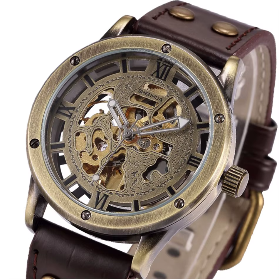 Montre mécanique automatique en bronze pour homme, modules de luxe de marque supérieure, montre-brac