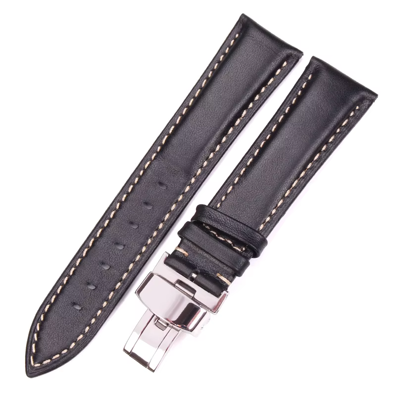 Bracelet de montre lisse Vintage marron foncé noir 18 19 20 21 22 24mm Bracelet pour femme avec ferm