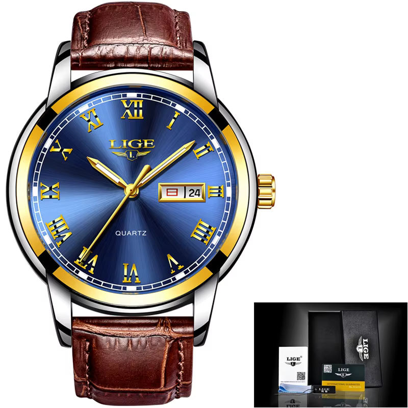 LIGE-Montre de sport à quartz pour homme, marque de luxe, décontractée, entièrement en acier