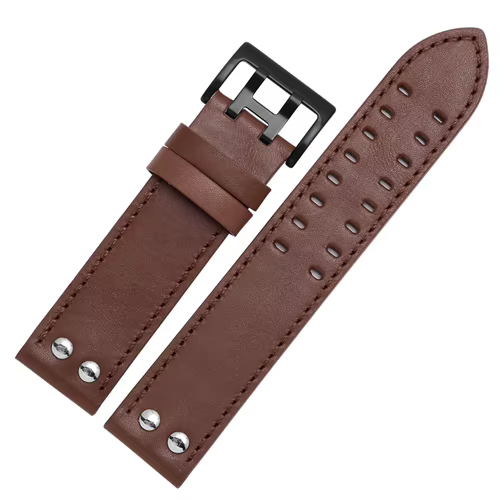 Bracelet de montre en cuir véritable, bracelet de remplacement, kaki classique Jazz Seiko, chaîne de