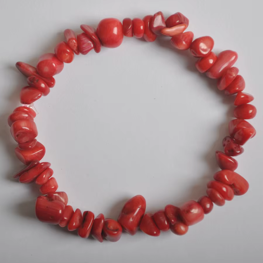 Bracelet extensible en corail de mer rouge, perles porte-bonheur, bijoux de 8 pouces, G667