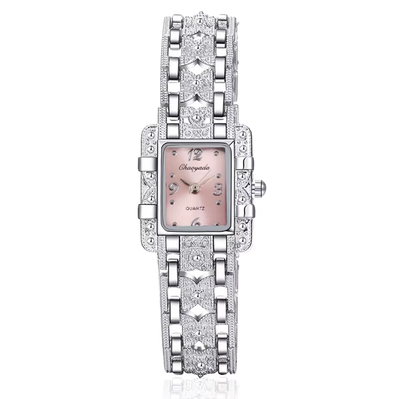 Femmes montre Rectangle cadran argent acier inoxydable cristal montres mode Quartz pour femmes dames