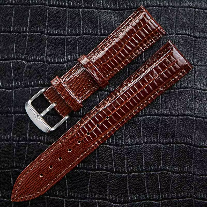 Bracelet de montre en cuir Texture lézard, boucle ardillon, pour femmes et hommes, 12mm 14mm 16mm 18