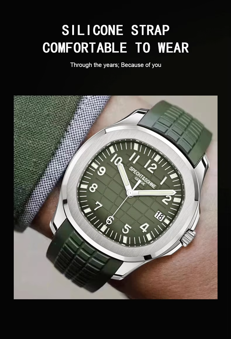 Specht & Sohne marque montres mécaniques automatiques montres de sport saphir vert lumineux 50M étan