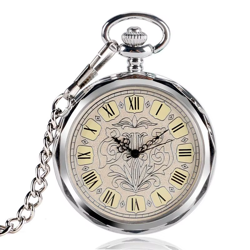Montre de Poche Mécanique à Remontage Manuel pour Homme et Femme, Horloge Classique à Visage Ouvert,