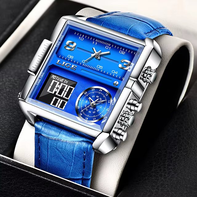 LIGE 2025 Top marque de luxe hommes montres carré numérique sport Quartz montre-bracelet pour hommes