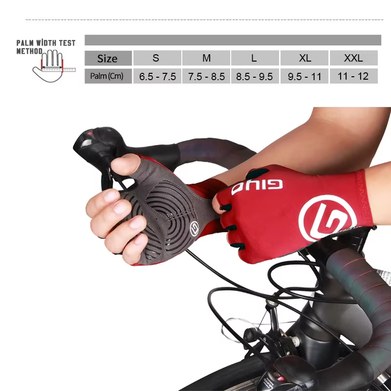Gants mi-doigts Giyo antidérapants pour vélo, en tissu, pour hommes, sans doigts, pour VTT, vélo de