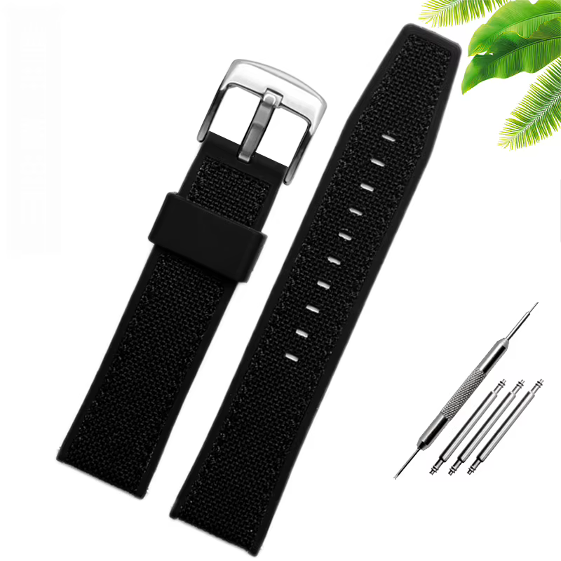 Bracelet de montre à semelle en caoutchouc de silicone en toile pour SeATM, bracelet de sport étanch