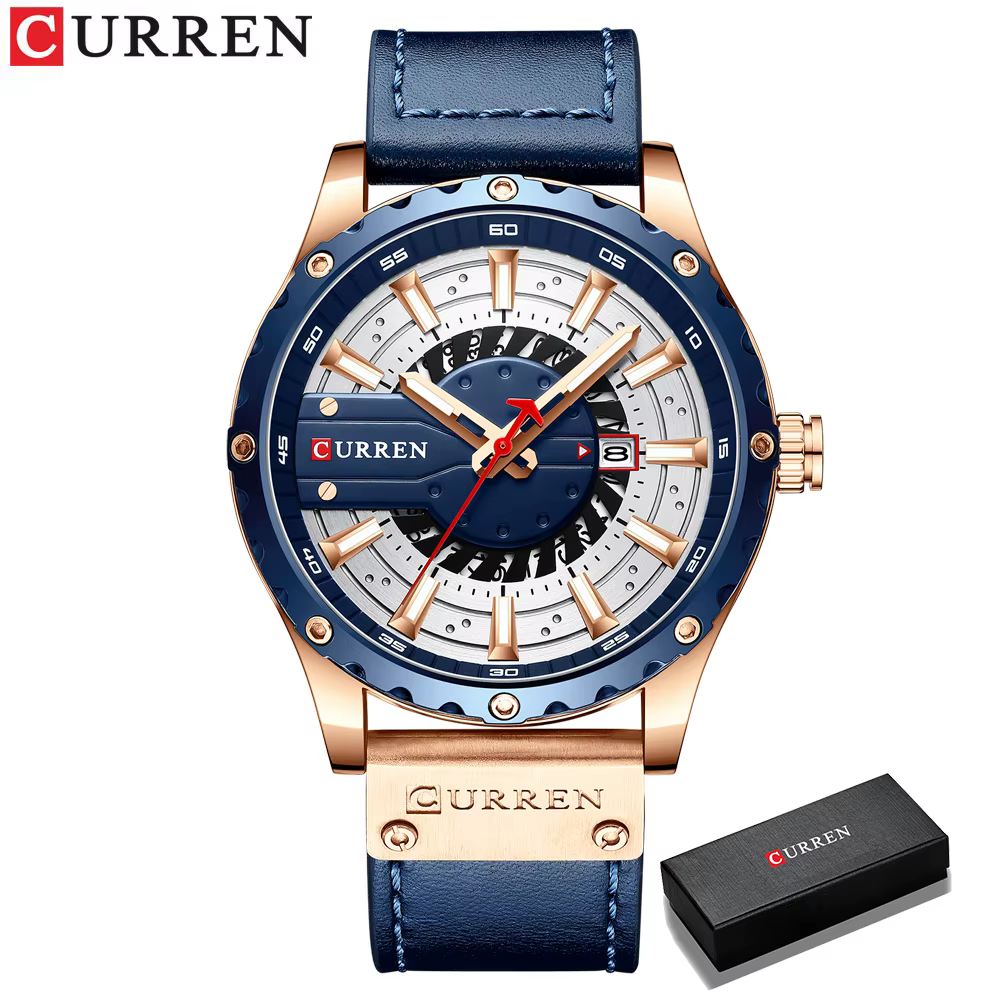 CURREN montres Top marque mode montre-bracelet en cuir montre pour hommes à Quartz décontractée avec