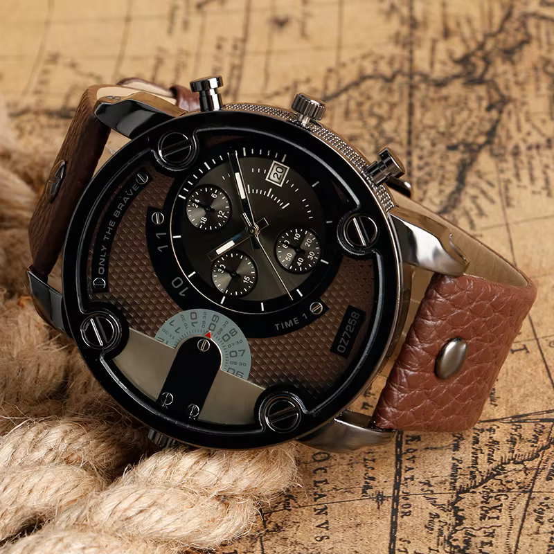 Sport grandes affaires montres hommes horloge Locomotive armée rétro noir montre à Quartz Style Relo