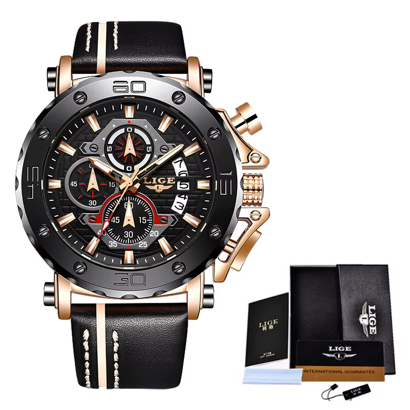 2025 LIGE nouvelles montres pour hommes Top marque de luxe grand cadran montre à Quartz militaire en