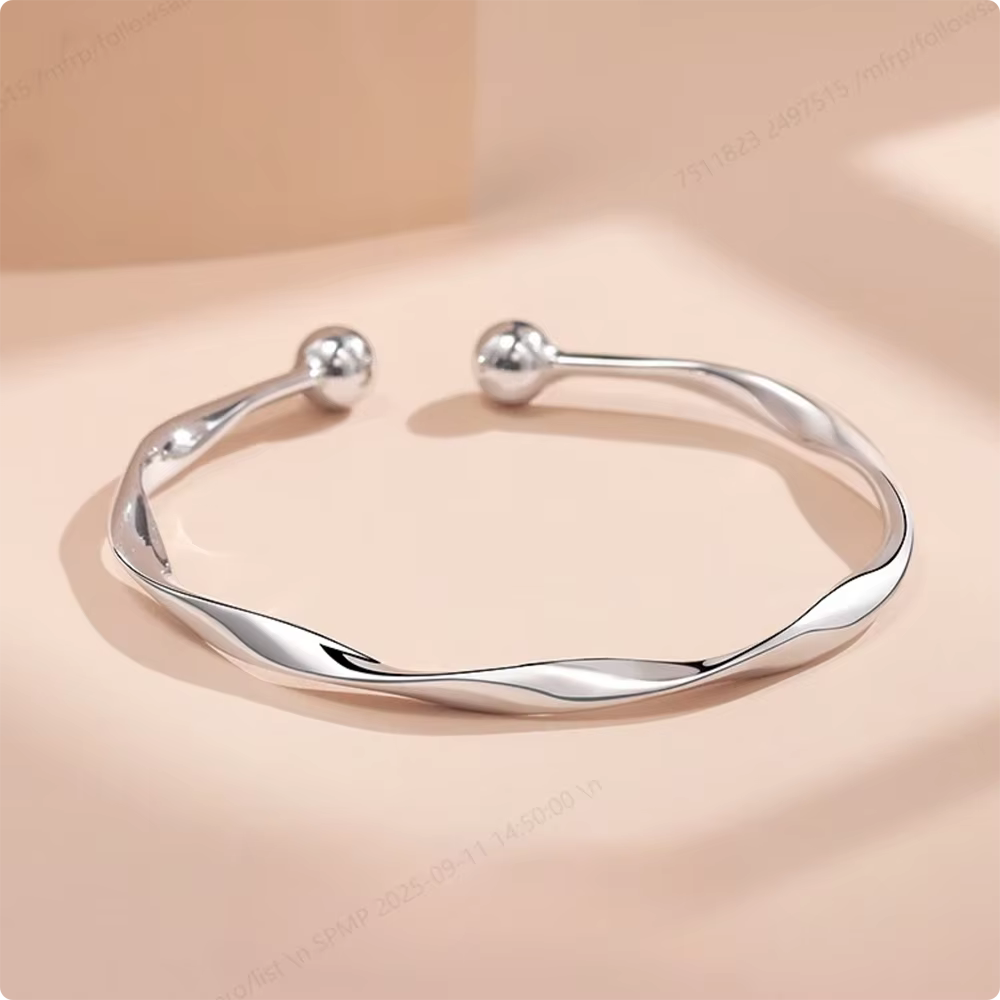 Bracelet torsadé exquis en argent Sterling 925 de luxe, ouvert pour femmes, accessoires de bijoux de