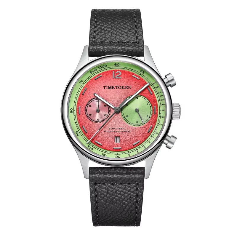 TIMETOKEN – montre japonaise T501GS pour hommes, mouvement Miyota OS21, cadran pastèque, chronograph
