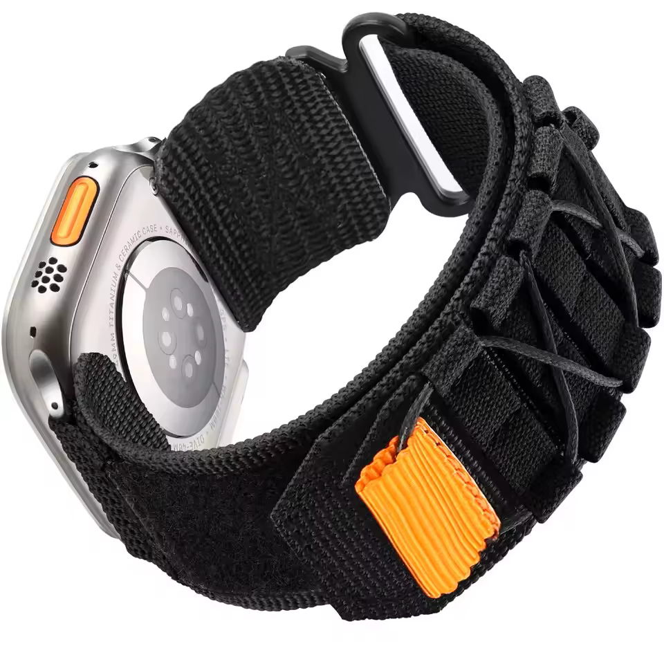 Bracelet de montre en nylon pour Apple Watch Ultra 3/Ultra 2 49 mm, série 10 46 mm, série 9/8/7 45 m