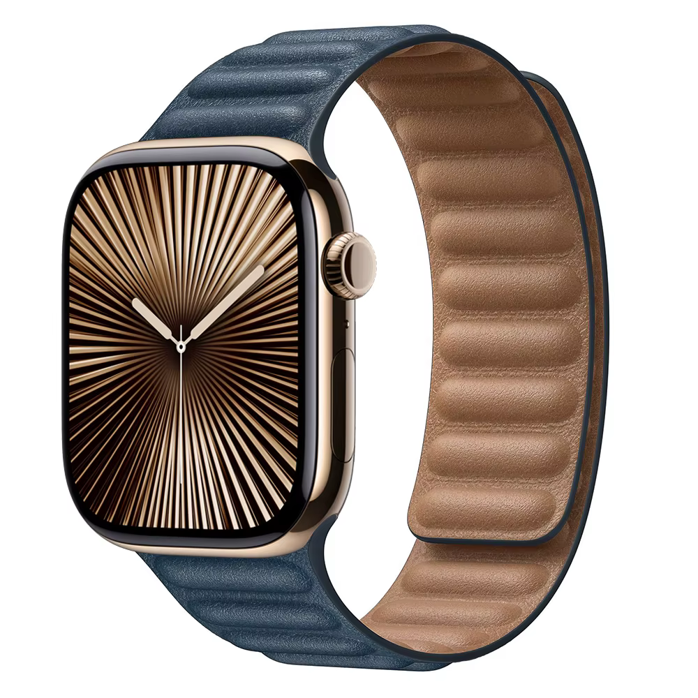 Bracelet magnétique en cuir pour Apple Watch, 44mm, 45, 40, 38, 42mm, iWatch Seires SE 11, 6, 7, 8, 