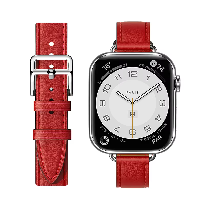 Bracelet en cuir double tour pour Apple Watch, Ultra Band, IWatch Series 7, 6, SE, 5, 4, 38mm, 40mm,