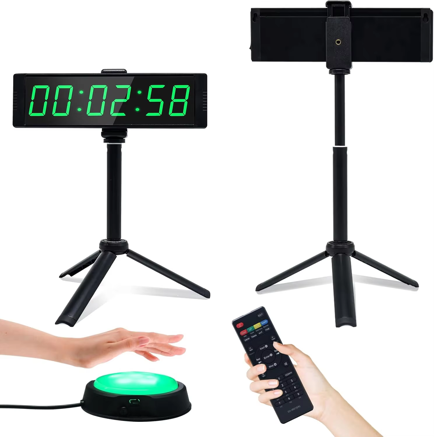 Horloge minuteur de gym pour la remise en forme à domicile avec bouton chronomètre, grande horloge n