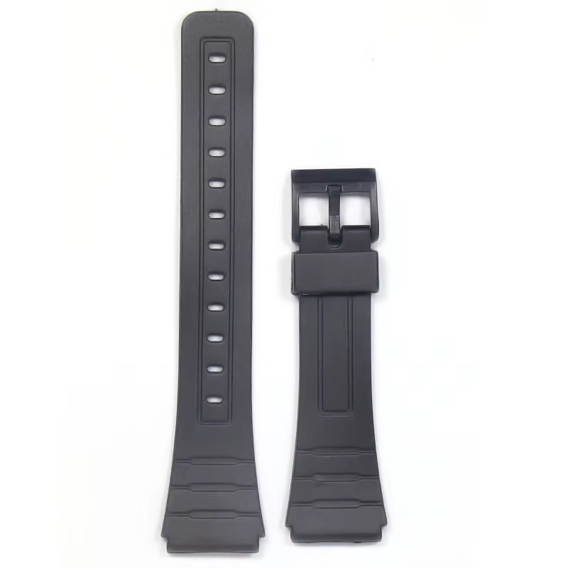 Bracelet de montre de remplacement pour Casio F-91W, 18mm, résine noire, plastique, avec broches, bo