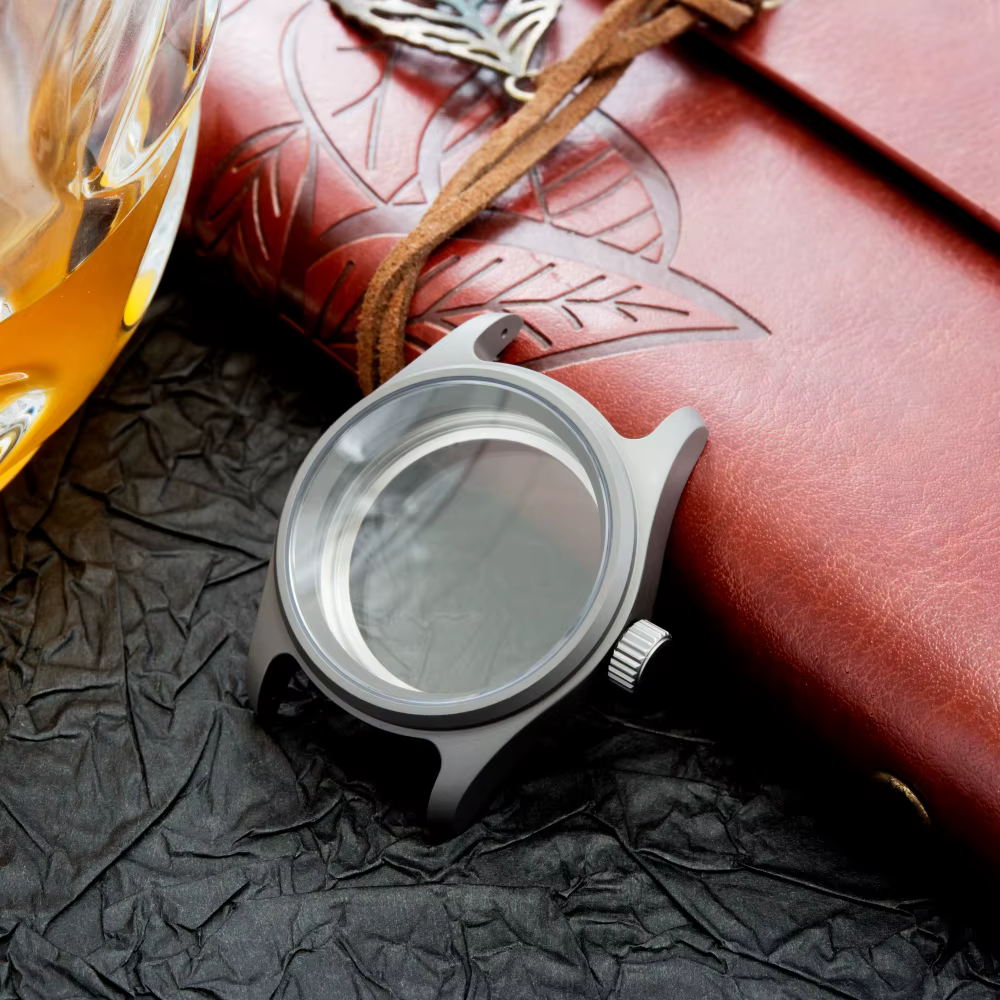 Boîtier de montre gris en alliage de titane 36mm, pilote adapté au cadran 28.5-29mm pour Seiko NH34/