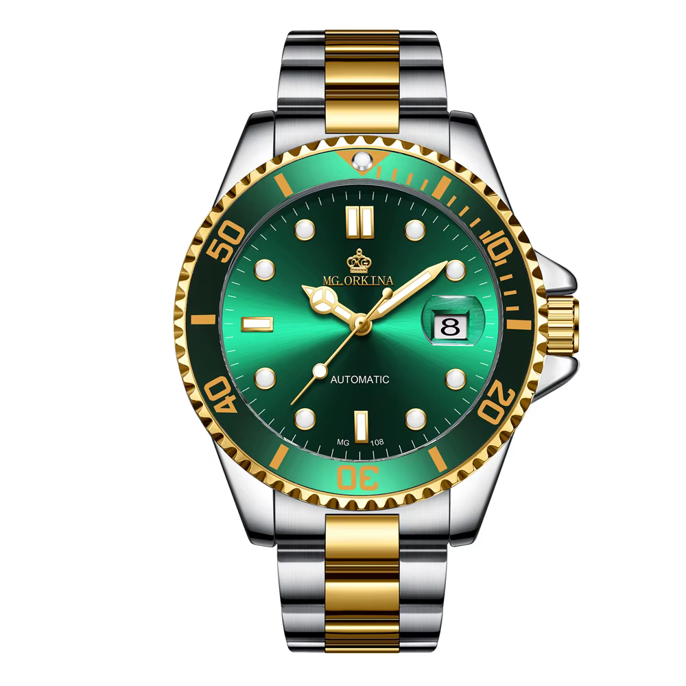 ORKHR-Montres-bracelets mécaniques étanches pour hommes, montre automatique 3 bars, acier inoxydable