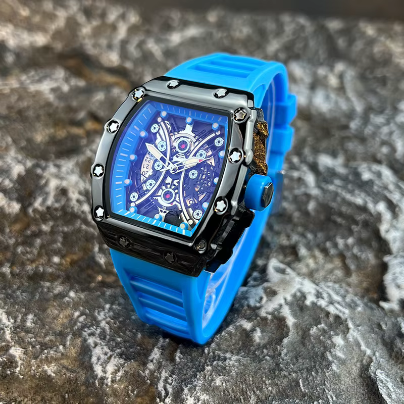 Montre pour hommes lumière marque de luxe cadran baril de vin à la mode nuit lueur montre de sport c