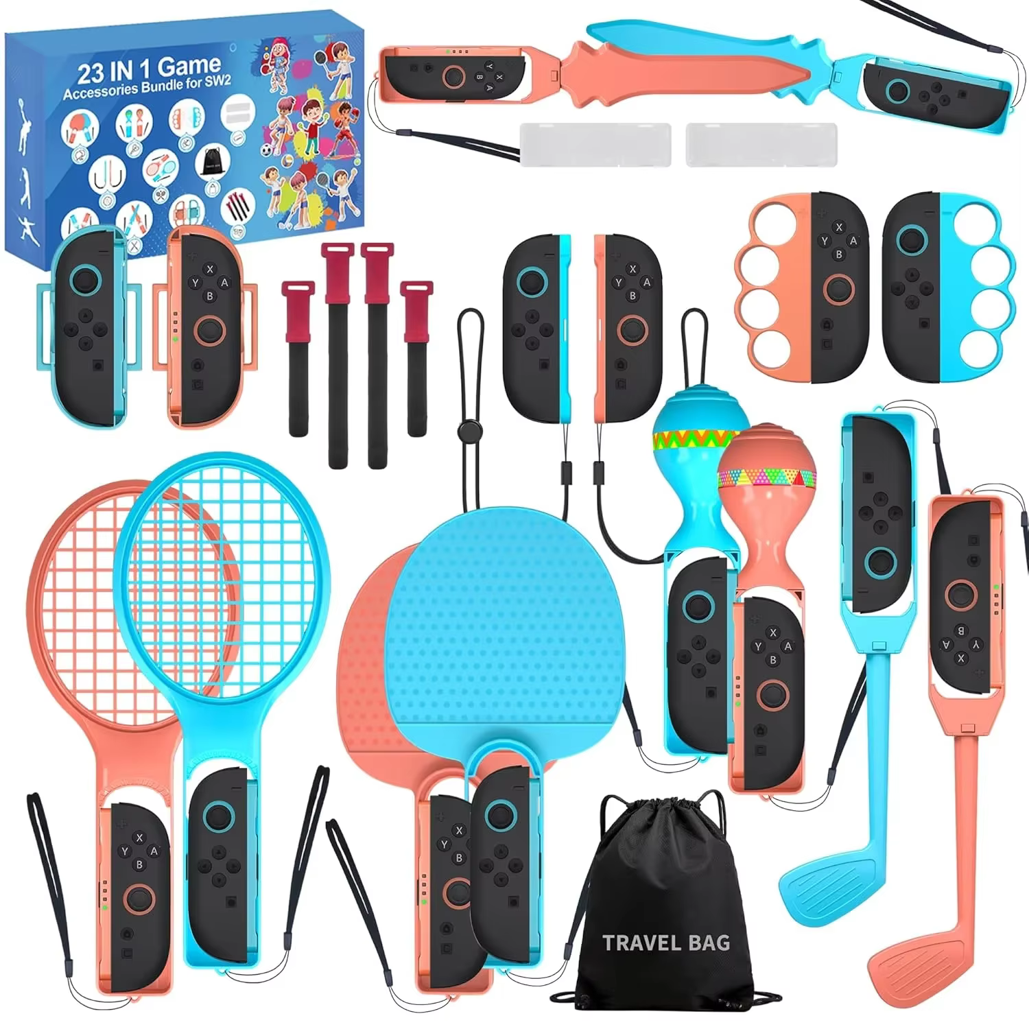 Ensemble d'accessoires de sport pour Switch 2025, Kit d'accessoires familiaux 223 en 1 S226 pour jeu