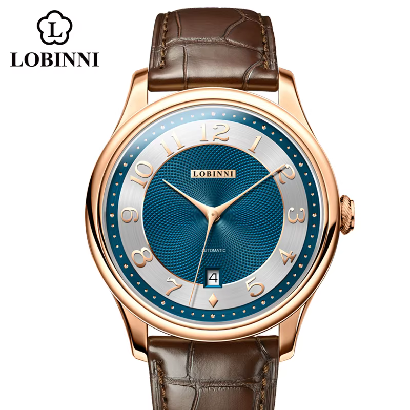 LOBINNI – montre-bracelet de luxe pour hommes, automatique et mécanique, en saphir, Simple, avec cad