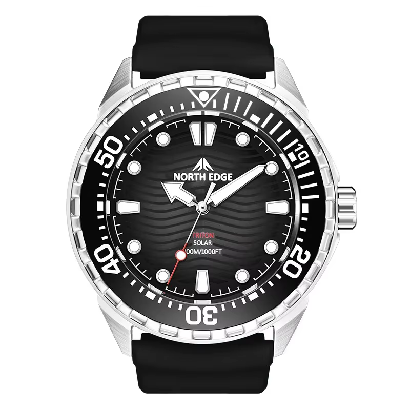 Nouvelle montre de plongée solaire NORTH EDGE 2025 TRITON pour hommes, montres à quartz de luxe pour