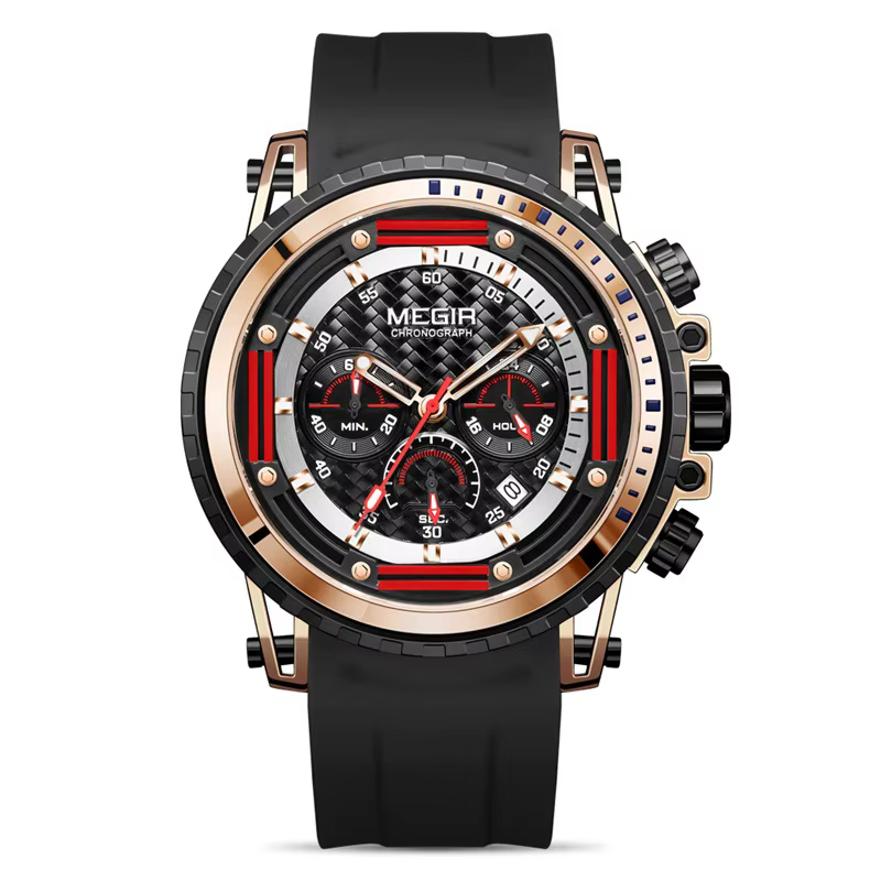Montre chronographe à quartz pour homme, modèle Sport Three Eye, avec calendrier lumineux, étanche e