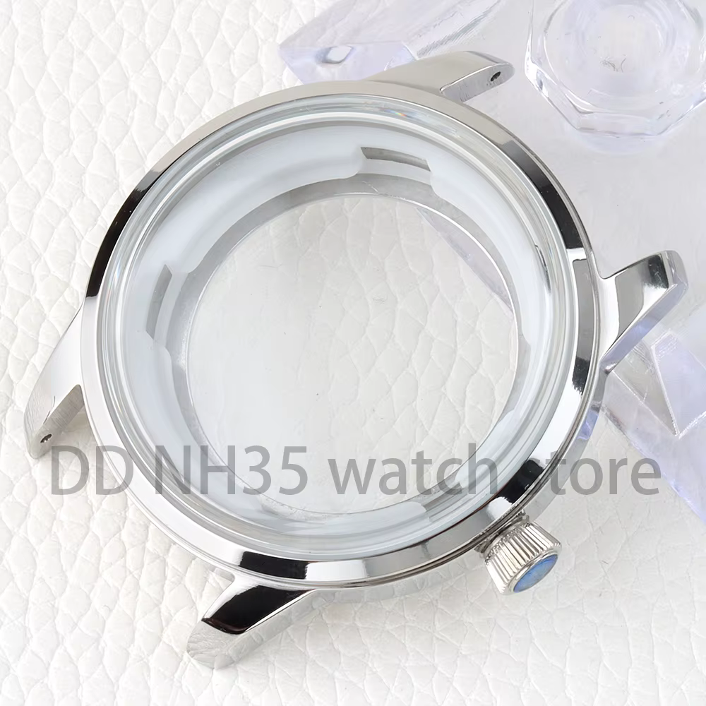 Boîtier de montre en verre arqué 40mm Nh35, argent/or Rose, acier inoxydable pour le présage du temp