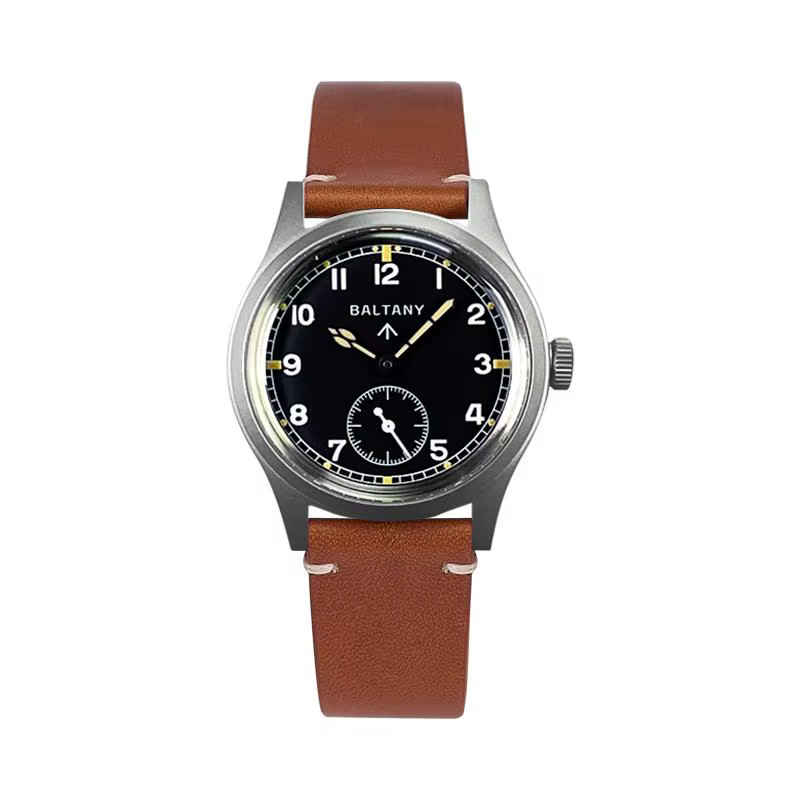 Montre Baltany S2025, montre militaire rétro, 36 mm, luminescente, aiguille des secondes classique, 