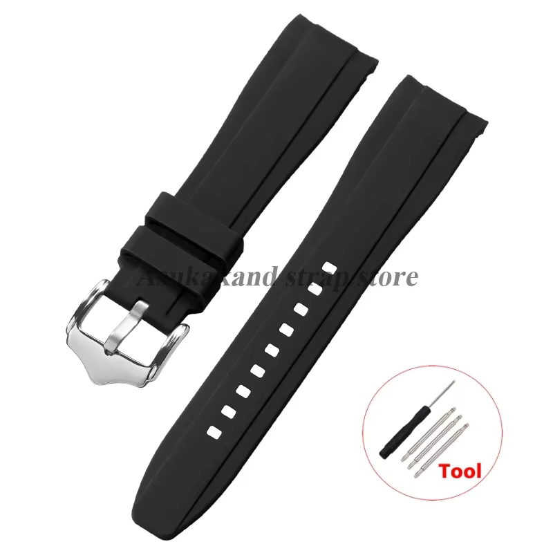 Bracelet en caoutchouc extrémité incurvée Bracelet de montre 20mm 22mm pour Omega Moonswatch pour Sw