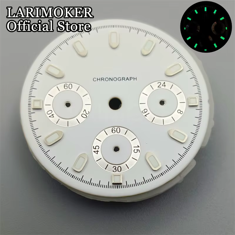 VK63LARIMOKER Cadran de montre à mouvement à quartz vert, gris, blanc, noir de 29,8 mm et aiguilles 